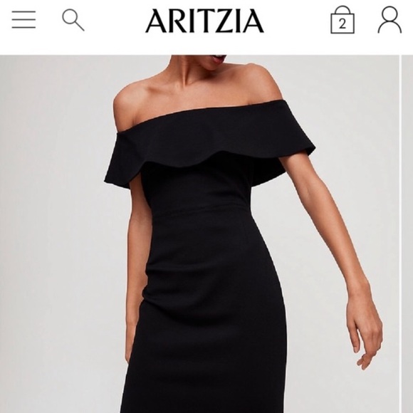 Babaton Dresses & Skirts - ✨ Aritzia Babaton ✨ Black Off the Shoulder Bodycon Ruffle Formal Dress Size 2